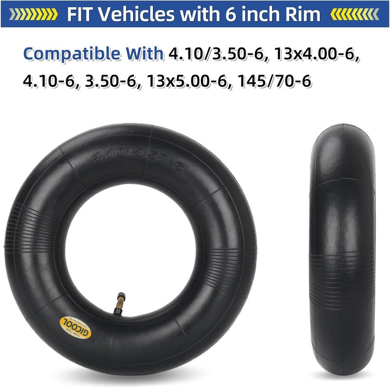 GICOOL 4.10/3.50-6 Replacement Inner Tube, 2 Pack with TR-87 Valve Stem, Heavy Duty, For 13" Tires Wheelbarrow Garden Utility Wagon Go Cart Lawn Mower - Image 2